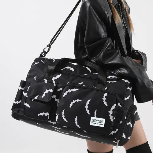 Unisex Bat Pattern Travel Bag, Halloween Large Capacity Duffel Bag with Wet Bag Shoe Compartment, Lightweight Carry-On Luggage Bag for Sports Fitness, Yoga, Travel Duffle Bags