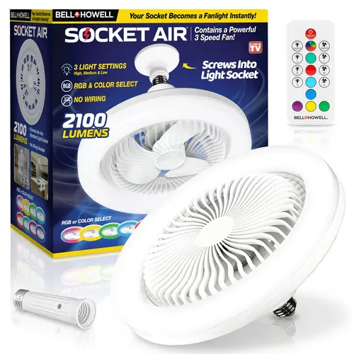 Bell+Howell Socket Air - Light Socket Fan Light with RGB Color Changing