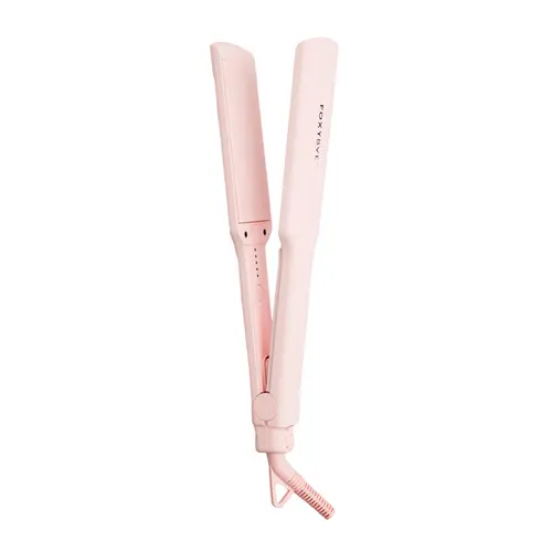 FoxyBae Sleek & Slay 1.75" Wide Plate Ceramic Flat Iron – Professional Hair Straightener – Frizz Control, Fast Heating, Dual Voltage – Blush