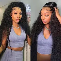 Women's Sturdy 13x6 Human Hair Wig, 13x4 Deep Wave/HD Transparent Lace Frontal Brazilian Bling Pre-plucked Curly Hair Wig, 180 Density, 12-38Inch #SohoChic#tiktokshopstockup
