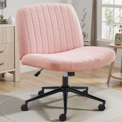 Sweetcrispy Criss Cross Chair - Height Adjustable, Wide Armless Swivel Home Office Desk Chair with Optional Wheels