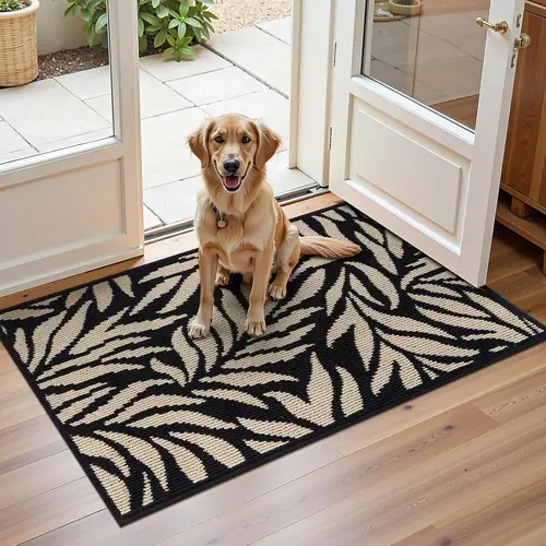 [Back to school] HEBE Washable Flat Weave Indoor Doormat, Washable Muddy Mats for Pets, Absorbent Maple Leaves Entrance Welcome Mat, Non-Slip Rubber Backed Runner Carpet for Entryway, All-Surface Doormats, Dorm Essentials, Home Decor, Home Essentials