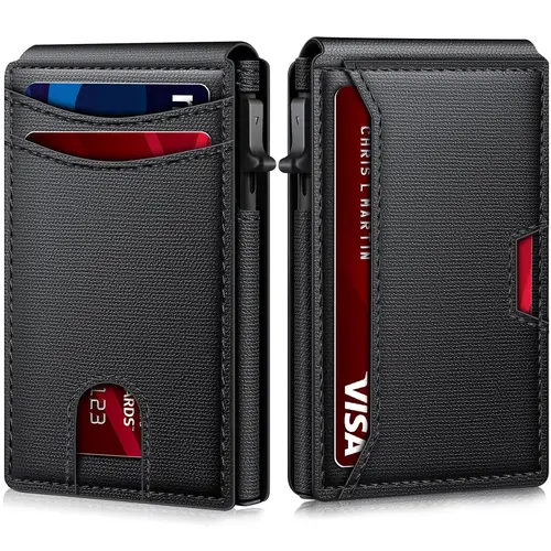 Summer 2024 Men's Rfid Blocking Cardholder, Business Style Plain Color  Multi-card Slot Metal Card Holder, Anti-theft Credit Card Case for Men for Daily Use, Secure Card Storage, PU Card Holder, Rfid Theft Proof, Rfid Cards Holder, Rfid Card Slots