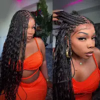 SuperNova 36 Inches Full Lace Premium Fiber Protective Style Bohemian Box Braided Wigs Knotless Glueless Boho 5-Minute Protective Style Without Salon Appointment #Summervibes #DealsForYouDays Boho Box Braids Lace Synthetic Wigs