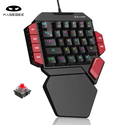 MageGee Left Handed Keyboard 40 Percent  Professional Gaming Keyboard, Backlit 35 Keys Mini Wired Mechanical Keyboard with Blue Red Black Switch for PC Gamer, Support 6 Macro Keys,back to school,back to school haul