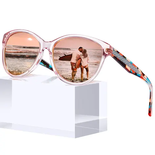 CARFIA Polarized Women's Cateye Luxury Sunglasses - High Quality Eyewear, TAC UV-Blocking Shatterproof Glare-Free Lenses, Italy Handcrafted Full Rim Acetate Frame, Embossed Pattern, Wire Core, Color Stays Bright, Sunglasses For Women
