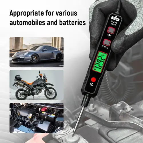 KAIWEETS 0.8-100V DC Car Automotive Circuit Tester, Smart Auto-Ranging Fuse Tester with Sharp Probe, Professional Vehicle Voltage Tester for Car Battery, Bidirectional Polarity Checker Tool for Voltage/Continuity/Resistance Detector with Audible Buzzer