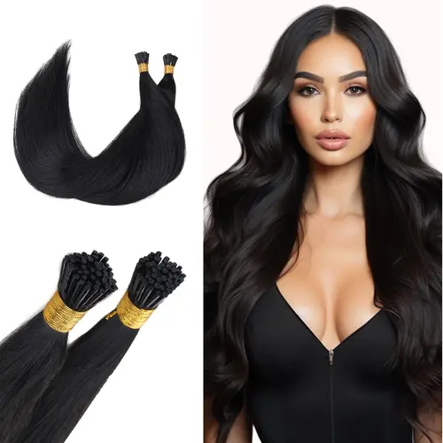 GOO GOO I Tip Hair Extensions Human Hair 50g 50 to 100 Strands Real Human I tip Extensions Pre Bonded Natural Black summer hairstyles #tiktokshopbacktoschool #sohochic