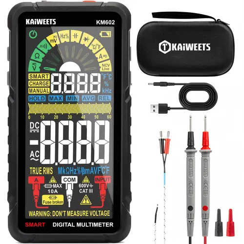 KAIWEETS Smart Digital Multimeter, Auto True RMS 6000 Count Voltage Tester with Rechargeable Full-Screen Display, Professional Electrical Tool for Home DIY & Electricians
