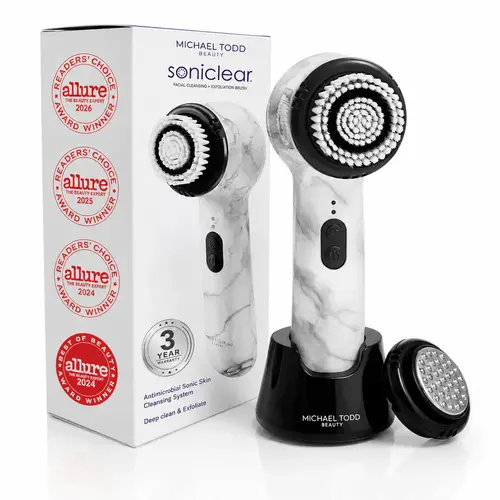 Soniclear Allure 2026 Readers Choice Winner Sonic (no Rotating) Facial Cleansing + Exfoliation Brush for Men/Women, Antimicrobial Protected Bristles, 4 Speeds, Serum Infusion Head