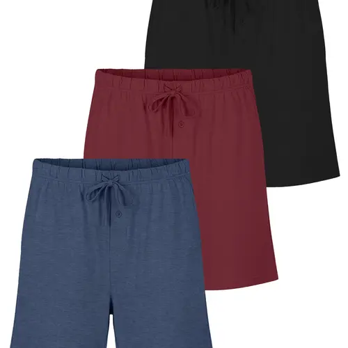 Real Essentials 3 Pack:Mens Cotton Ultra-Soft Knit Sleep Pajama Shorts & Lounge Wear (Available In Big & Tall)