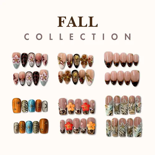 NailPhoria UNTAMED AUTUMN COLLECTION - Handmade Press-On Nails | Reusable, Salon-Quality, Long-Lasting, Glossy Design Nail Art Decoration