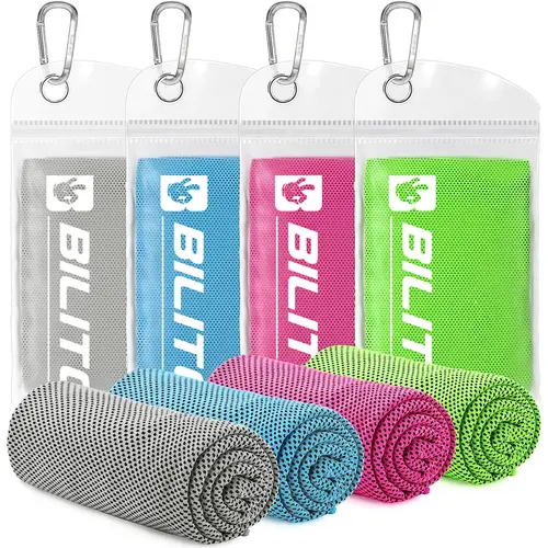 Ice towel, 4 Pack Cooling Towel,soft and breathable cold towel, microfibre towel, prevent body sweat, fitness, towel. Suitable for yoga, sports, fast drying, men's and women's fitness