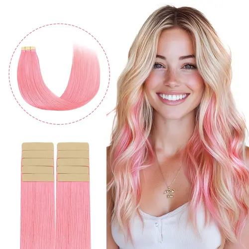 GOO GOO Tape in Human Hair Extensions | 10/20/40pcs Available, Colored Shades for 10pcs, Natural Straight summer hairstyles #TikTokShopSummerSale