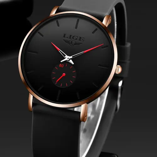 Men's Business Fashion Round Dial Analog Quartz Watch, Minimalist Modern Style, Trendy Wristwatch for Daily Use, Gift with Box, Business Casual Watch