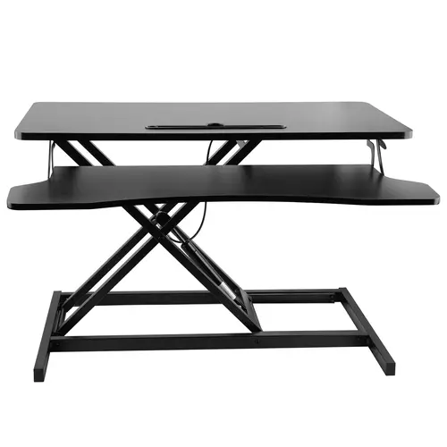 32” Wide Adjustable Height Standing Desk Converter - Office Furniture with Dual Monitor Riser, Dual Monitor Setup, Work from Home Home Office Ideas, Easy to Use Desks & Workstations