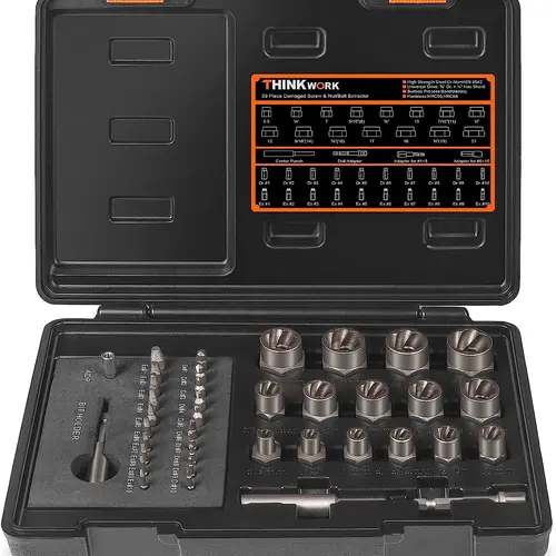 【DealsForYou】 THINKWORK Damaged Screw Extractor Set, 39-Count Bolt Extractor Kit, Impact Bolt & Nut Remover Set for Damaged, Frozen, Rusted tool kit impact socket drive impact impact  socket Impact Lug Hardware