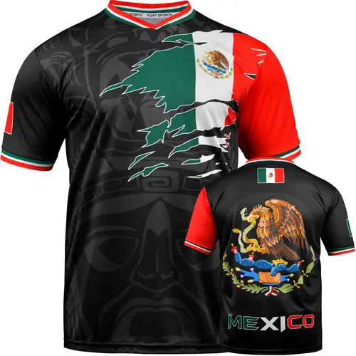 Fox & Fury Men's & Women's Fury Mexico Soccer Jersey with Ribbed Collar Latina Jersey mexican jersey camisa de unisex fit Athletic Training Apparel Football Uniform Athletic Training Apparel