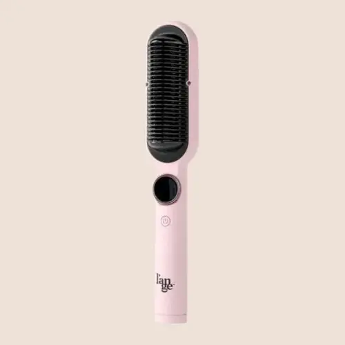L'ANGE HAIR Smooth It Ionic 2-in-1 Straightener Brush - 230-450°F Digital Temp Dial, Blush Pink, Ergonomic Handle, Root-Safe Teeth, Universal Volt Plug-In Tool, Frizz Control, Quick Styling for All Hair Types, Auto Shut-Off, Premium Box, 60-Minute Auto Sh