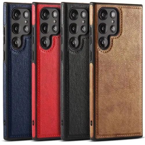 Premium Shockproof Slim Fit Leather Case for Samsung Galaxy Series (S26, S25, S24 Ultra, S23, S22 Plus Ultra) - Mobile Phone Accessories with Raised Lip Protection