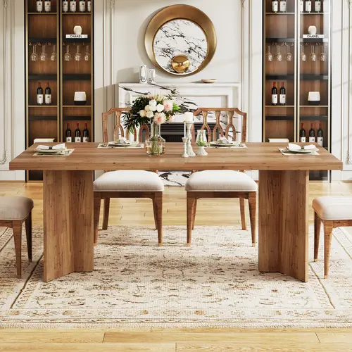 Tribesigns Rectangular Dining Table for 4-6 Farmhouse Kitchen Table with Large Tabletop, Chair Not Included