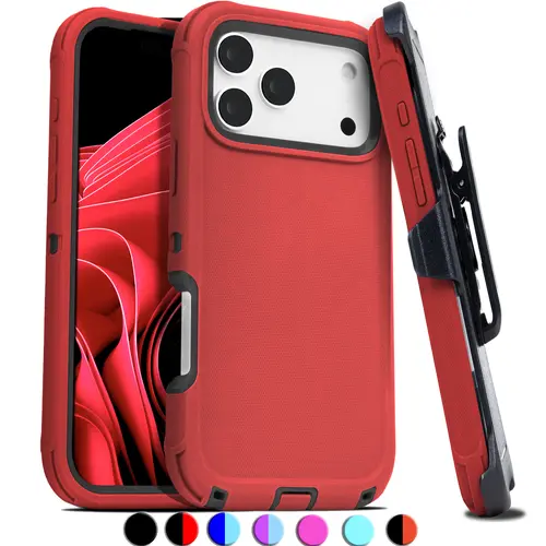 Heavy Duty Shockproof Holster Casing - Smartphone Protector Accessory with Belt Clip for iPhone 17, 17e, Air, 16e, 16, 15 Plus, 14, 13, 12 Mini, 11 Pro Max Devices
