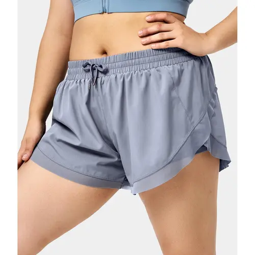 Halara Drawstring Contrast Mesh 2-in-1 Plus Size Shorts 4" Gym  Workout Clothes Women gym outfits #BackToSchool
