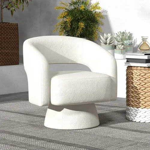 [DealsForYouDays] Ebello 21.3" Wide swivel chair, modern luxury velvet decorative chair, comfortable round armrests, 360-degree rotating bucket chair, suitable for living room, bedroom office, beige