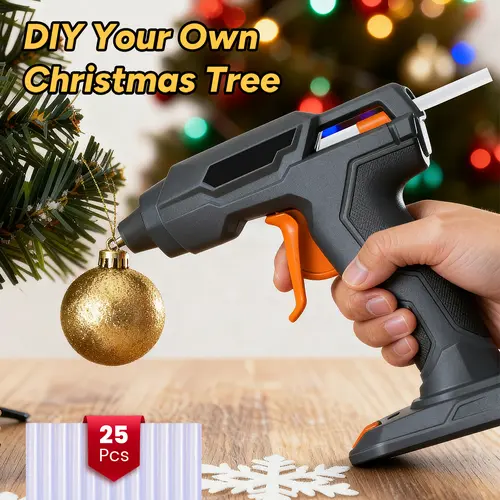 GoGonova Cordless Glue Gun Tool, 20s Fast Preheating, Anti-Drip, 2Ah USB-C Rechargeable, 5mins Auto Power-Off Protection, Saves Adhesive Sticks, Portable with 25 Mini Glue Sticks for Crafts & Home DIY