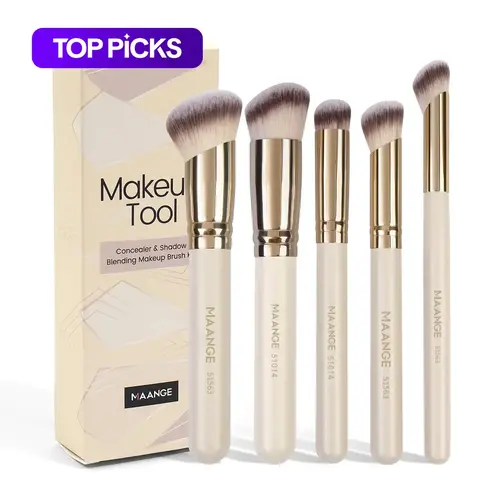 MAANGE Angled Concealer Brush Set, 5 Pack Soft Cosmetics Brush Face Makeup Brushes Makeup Kit for Concealer and Blending #GLOBAL PICKS