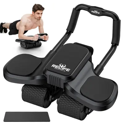 Abdominal Exercise Machine Ab Roller 4-Wheels with Elbow Support Automatic Rebound Abdominal Wheel Abs Workout Equipment for Core Workout Deals for You summerwins