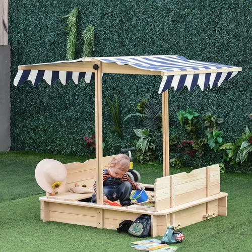 #Summervibes Outsunny Wooden Kids Sandbox Outdoor Children Play Equipment Activity Gift for Boys and Girls