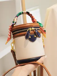 Fashion Colorblock Bucket Bag, Casual PU Leather Zipper Crossbody Bag for Women, Casual Trendy Versatile High-quality Daily Commuting Bag, Fashionable Shopping Bag, Fashionable Shoulder Bag