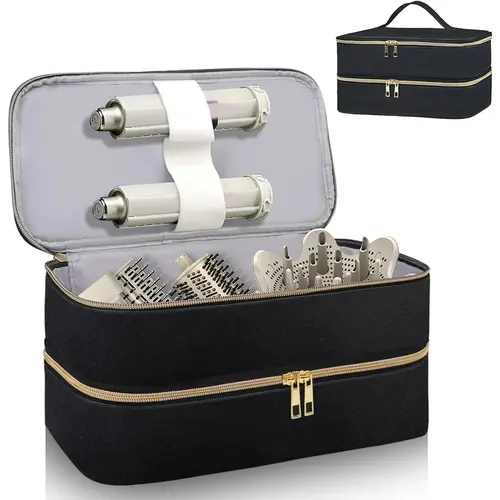 Travel Carrying Case for Shark Flex Style, Double Layer Separate Storage Case for Shark SpeedStyle Hair Dryer Attachments, Portable Waterproof PU Leather Organizer Bag for Shark Flexstyle Airwrap Styler, Hair Dryer Accessories, Haircare, Hairdryer
