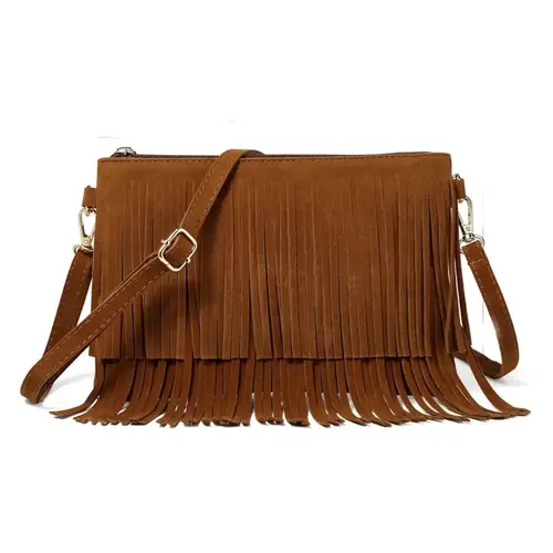 Women's Fashionable Solid Color Tassel Decorated Crossbody Bag, Y2k Vintage Style Casual Shoulder Bag for Daily Used, Casual Trendy Versatile High-quality Daily Commuting Bag, Stylish Versatile Bag, Crossbody Shoulder Bags