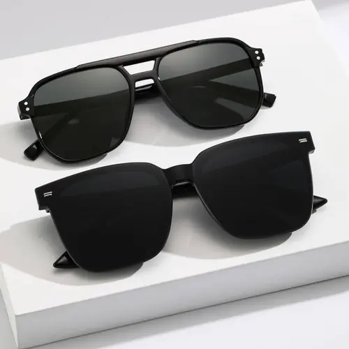 Unisex Solid Color Rectangular, Trendy Casual Shades, Plain Color Sunglasses for Summer Outdoor Daily Use, Uv Blocking Sun Protective Sunglasses