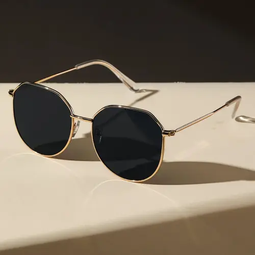 Vintage Geometric Frame Sunglasses for Women, Fashionable Men's Sunglasses for Outdoor, Sun Protective Eyewear, Trendy Vintage Sunglasses