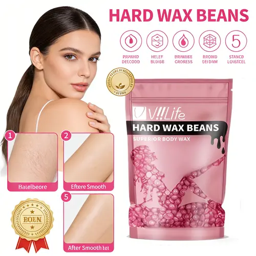 Hard Wax Beans for Body Hair Removal, 1 Pack Hair Removal Wax Bead for Home Daily Use, Gentle Smooth Naturally Derived Waxing Body Care Products for Women & Men, Wax Beads for Hair Removal