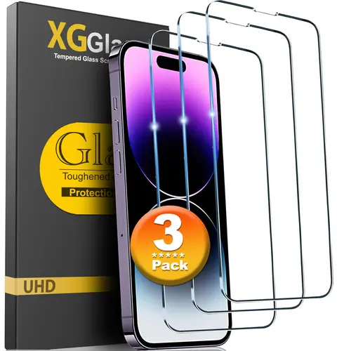 [3PC] Crystal Tempered Glass Screen Protector Accessories for Smartphones & Handheld Devices: iPhone 17,17e,Air,16,16e,15 Pro,14 Plus,13,12 Mini,11 Pro Max,X,XR,Xs Max,8,7,6,SE 2020,SE 2023