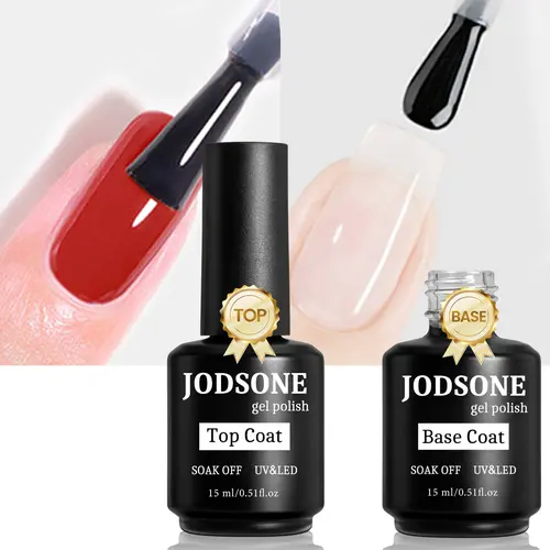 JODSONE 2 Bottles of Top Coat Base Coat Gel Polish Set Bright Surface At Home DIY Nail Salon Girl Gift
