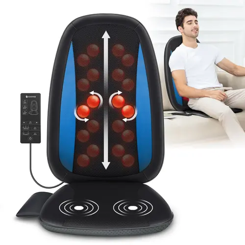 COMFIER Shiatsu Back Massager with Heat Therapy - Deep Tissue Kneading Seat Cushion for Muscle Relaxation, Shoulder Pain Relief, Low Back Pain, Vibratory Function, Office Chair Pad, Home Supplies, Selfcare, 2026 Father's Day/Dad Birthday Gift, Christmas,