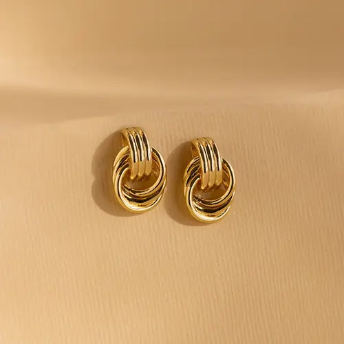 Mini Triple Knot Earrings by Caitlyn Minimalist - Chunky Geometric Statement Earrings in Gold, Mixed Metal, & Silver - Minimalist Jewelry - Gift for Her
