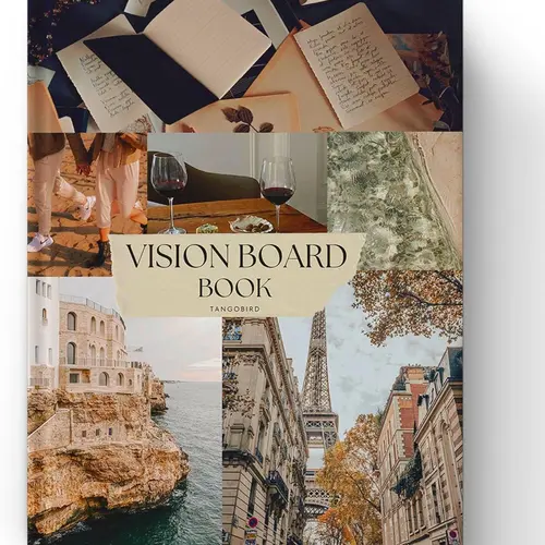 Tangobird Vision Board Book - Office Stationery with Perforated Tear Pages, Clip Art Collage, Office Accessories, Visual Focus Tool for Creativity Boost, Gifts for Women, Beautiful Piece for Personal Development