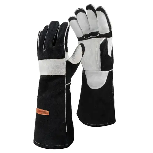 YESWELDER 16-Inch 932℉ Leather Forge MIG Welding Heavy Duty Gloves, Kevlar Stitching, Palm Reinforcements | Heat-Resistant Safety Work Gloves for Welding, Grilling