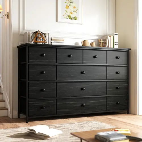 Raybee Furniture Cute Bedroom Dresser - Modern Chest Drawers with 13 Storage Drawers, Metal-Wood Frame, High Space Utilization, for Bedroom, TV Stand, Sideboard Storage
