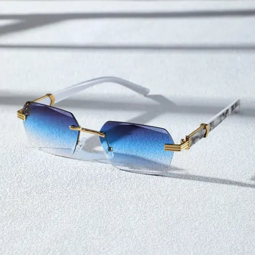 1 Pair Summer Geometric Frame Trendy Square Sunglasses, Stylish Sunglasses, Sun Protective Sunglasses, Fashion Travel Accessories for Women & Men, Lightweight and Durable Sun Protection Glasses for Outdoor & Daily Use, Trendy Frames Sunglasses