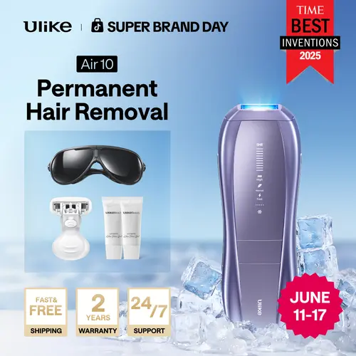 Ulike Laser Hair Removal Air 10 IPL Device with Ice-Cooling Contact Dual Lights Skin Sensor & SHR Mode for Comfortable Effective Results - Epilator