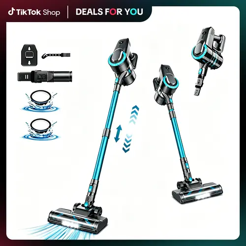 [Back to School Haul] N3P Cordless Vacuum - 8-in-1 Compact Rechargeable Stick/Handheld Vacuum, 20kPa Suction, 40-Min Runtime, LED-Lit Head, Lightweight for Home Cleaning, Car Interior Cleaning, Hardwood Floors