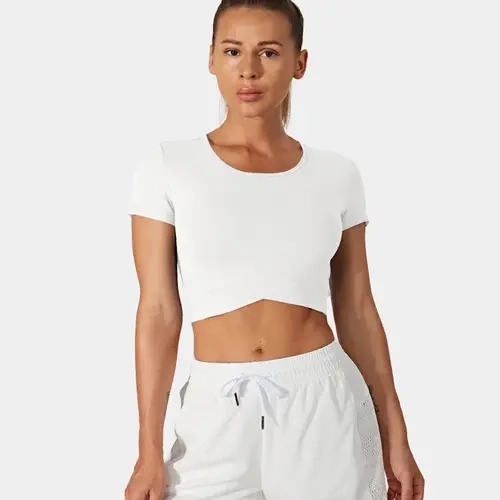 Halara Softlyzero️ plush Crossover Hem Cropped Sports Top
