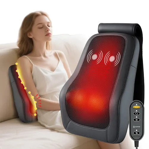 COMFIER CF-1228 Shiatsu Muscle Massager Pillow - 8 Nodes Deep 3D Kneading, 2 Heat Zones, AC Power for Home Use, Low Back Pain Relief, Muscle Massagers, Relaxation Aid, Massage Devices, Gifts for Him, Father’s Day